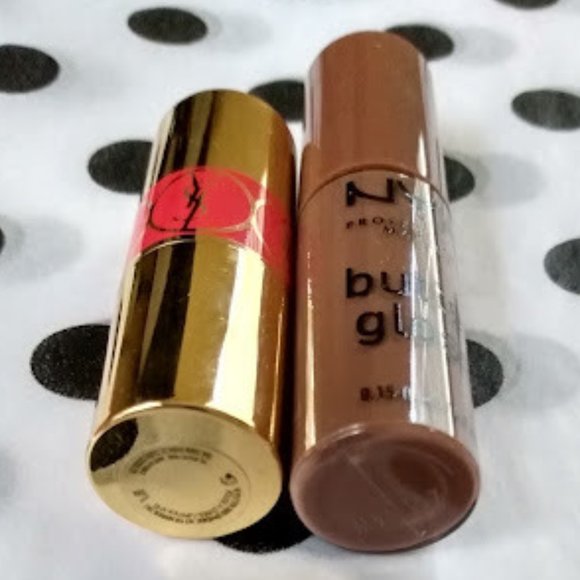 2pc YVES SAINT LAURENT LIPSTICK ROUGE VOLUPTE & NYX BUTTER GLOSS CINNAMON ROLL - Picture 7 of 8